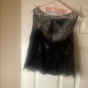 Ellen Tracy Black Lace Crop Camisole